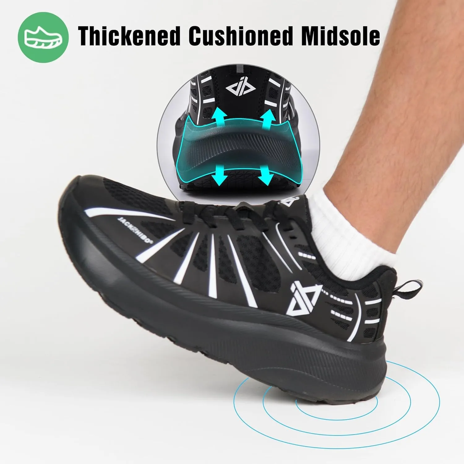 JACKSHIBO Men's Wide Toe Box Shoes Wide Width Sneakers Athletic Tennis Gym Workout Road Running Cross Training Walking Shoes Cushioned Zero Drop Platform Sneakers