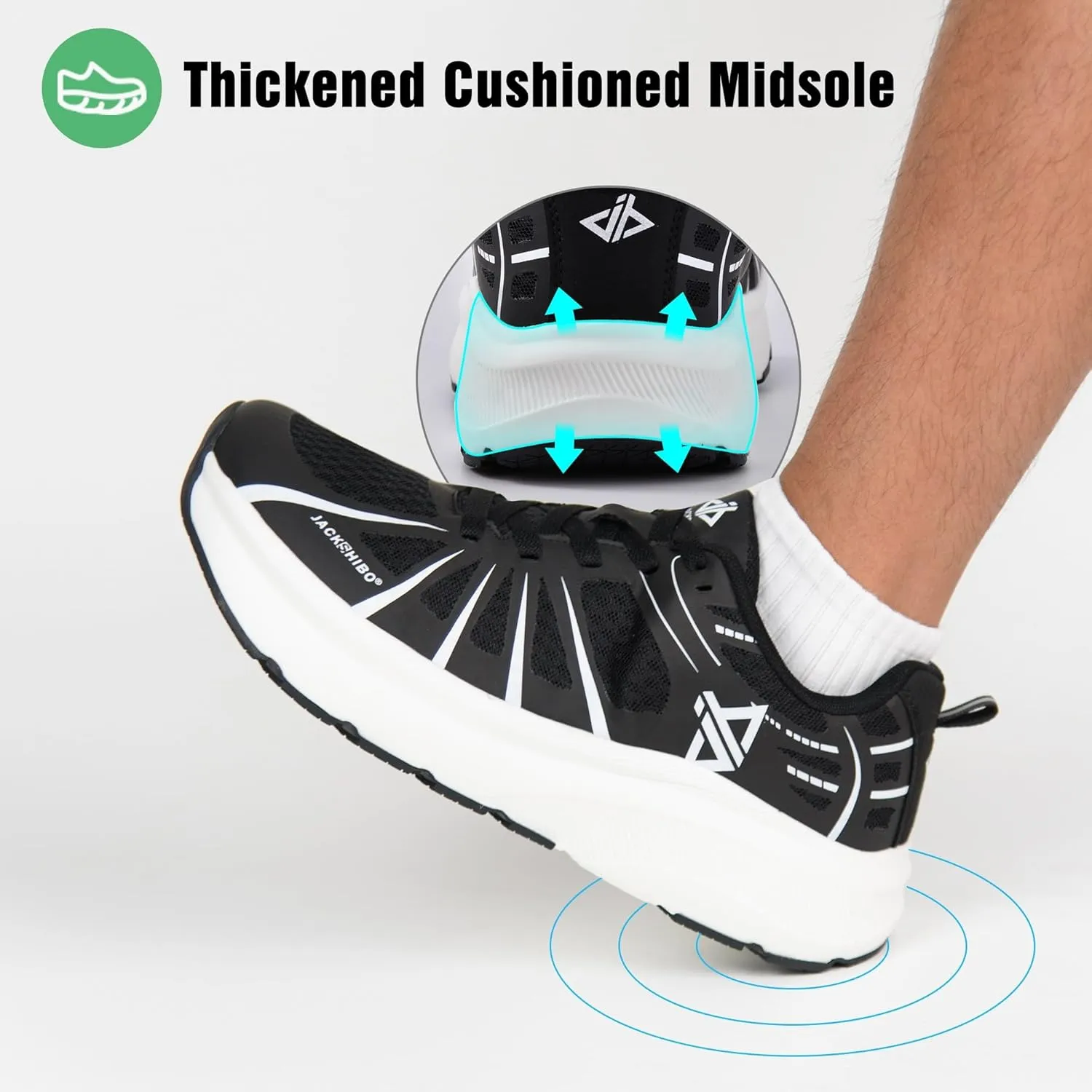 JACKSHIBO Men's Wide Toe Box Shoes Wide Width Sneakers Athletic Tennis Gym Workout Road Running Cross Training Walking Shoes Cushioned Zero Drop Platform Sneakers