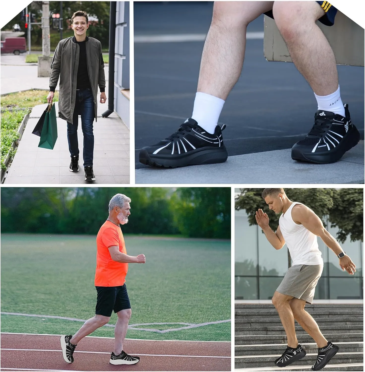 JACKSHIBO Men's Wide Toe Box Shoes Wide Width Sneakers Athletic Tennis Gym Workout Road Running Cross Training Walking Shoes Cushioned Zero Drop Platform Sneakers