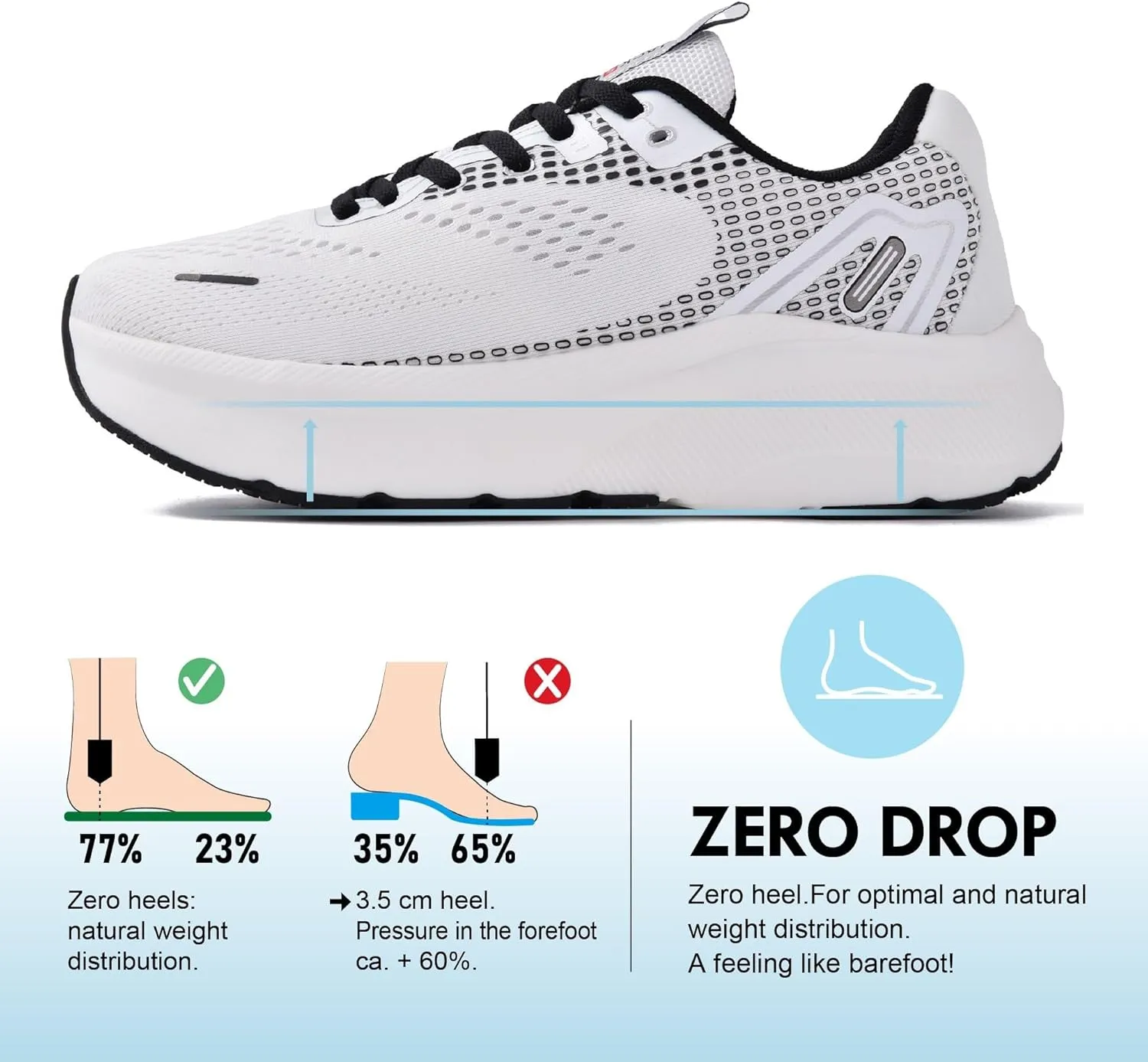 JACKSHIBO Wide Toe Box Shoes for Men Arch Support Shoes Wide Width Sneakers for Running Walking Athletic Tennis Orthopedic Plantar Fasciitis Workout Flux Footwear with Thick Cushioned Zero Drop Sole