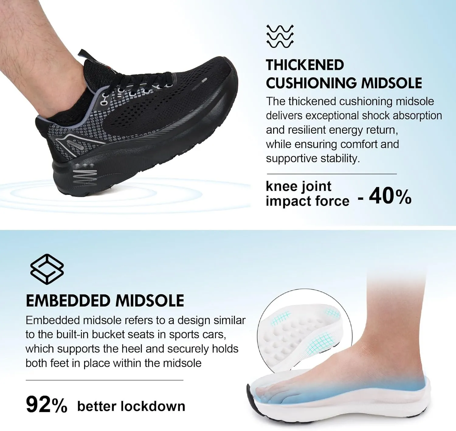 JACKSHIBO Wide Toe Box Shoes for Men Arch Support Shoes Wide Width Sneakers for Running Walking Athletic Tennis Orthopedic Plantar Fasciitis Workout Flux Footwear with Thick Cushioned Zero Drop Sole