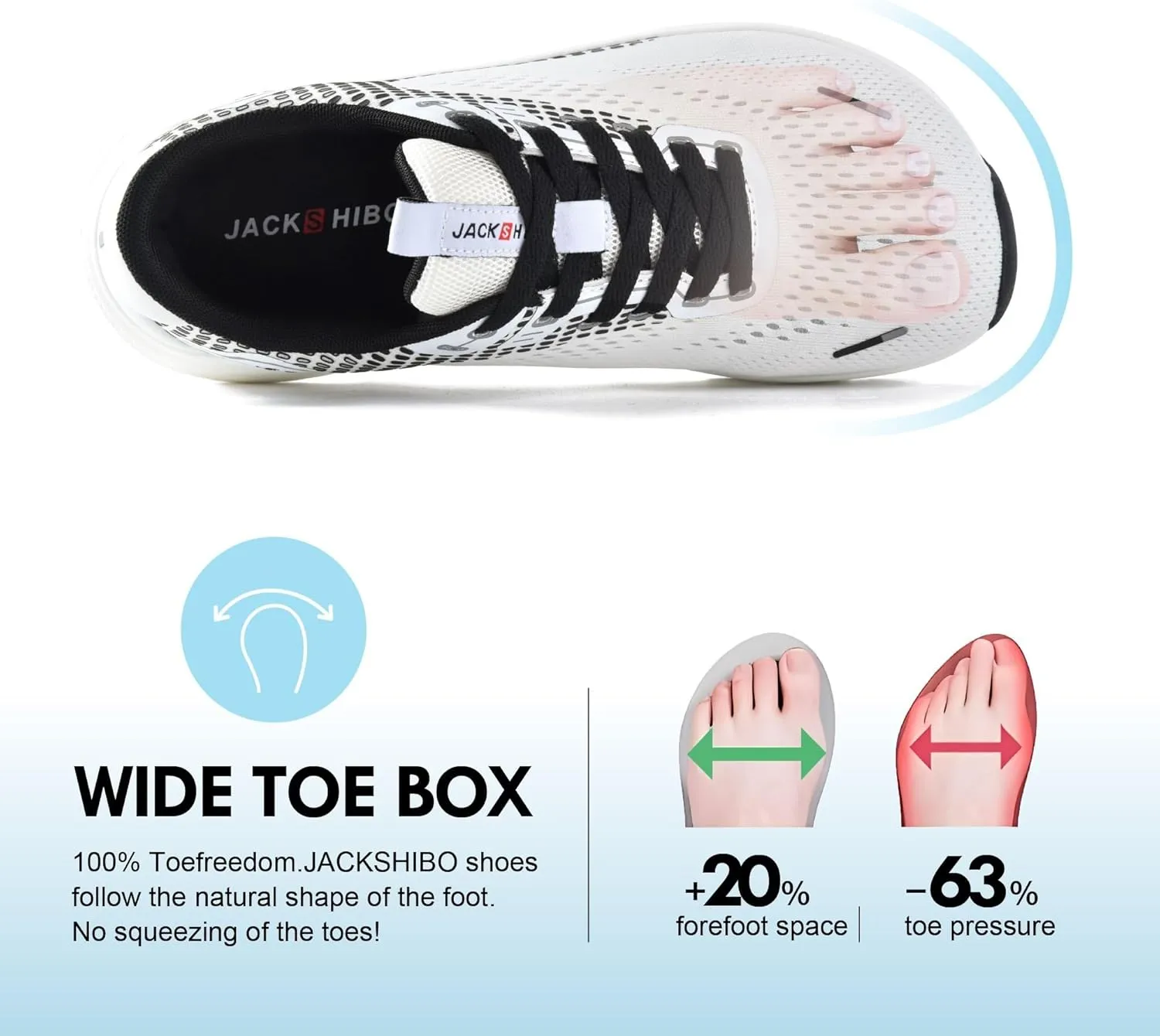 JACKSHIBO Wide Toe Box Shoes for Men Arch Support Shoes Wide Width Sneakers for Running Walking Athletic Tennis Orthopedic Plantar Fasciitis Workout Flux Footwear with Thick Cushioned Zero Drop Sole
