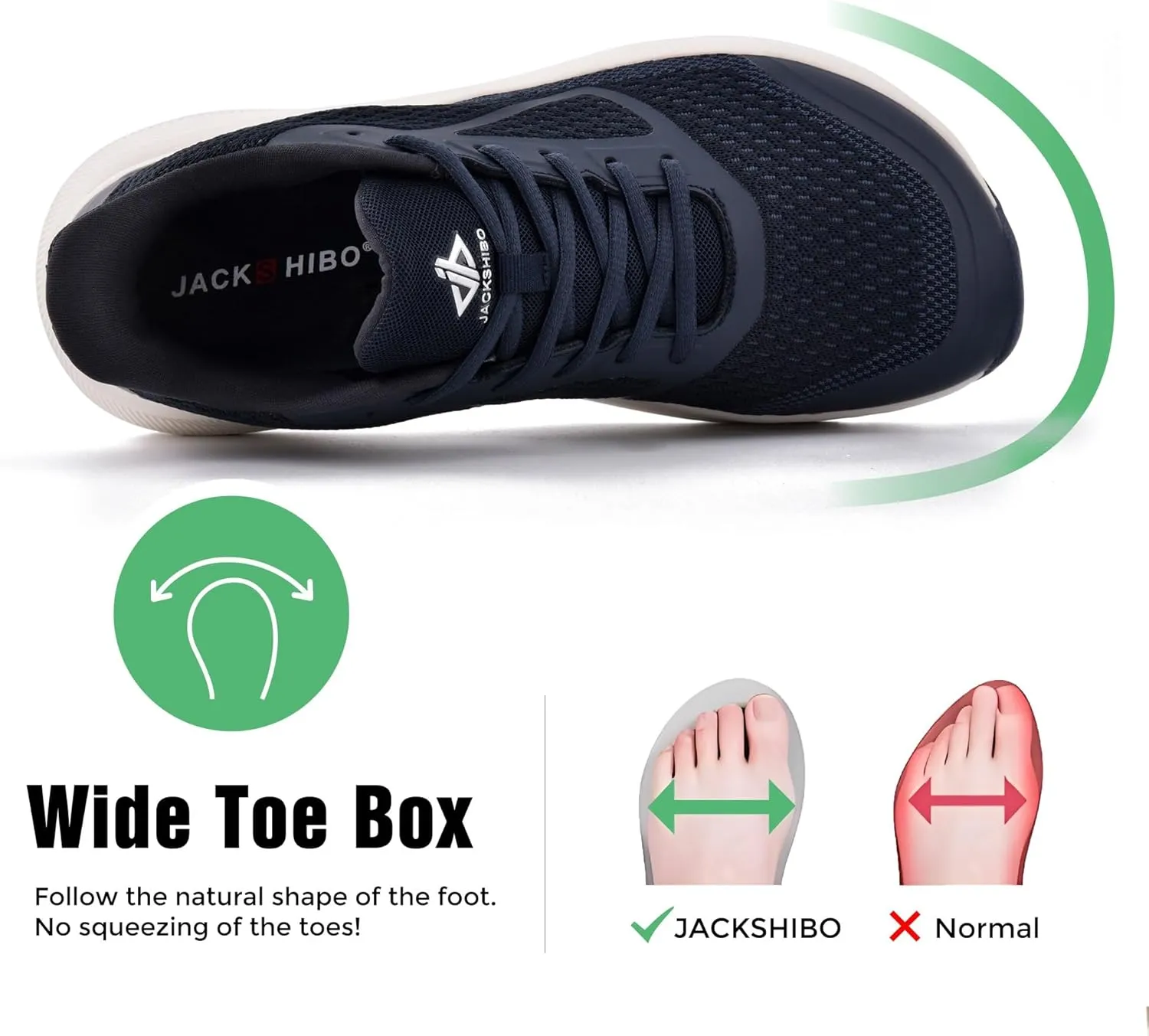 JACKSHIBO Wide Toe Box Shoes for Men Wide Running Shoes Walking Tennis Athletic Gym Workout Cross Training Wide Width Sneakers with Cushion Zero Drop Sole