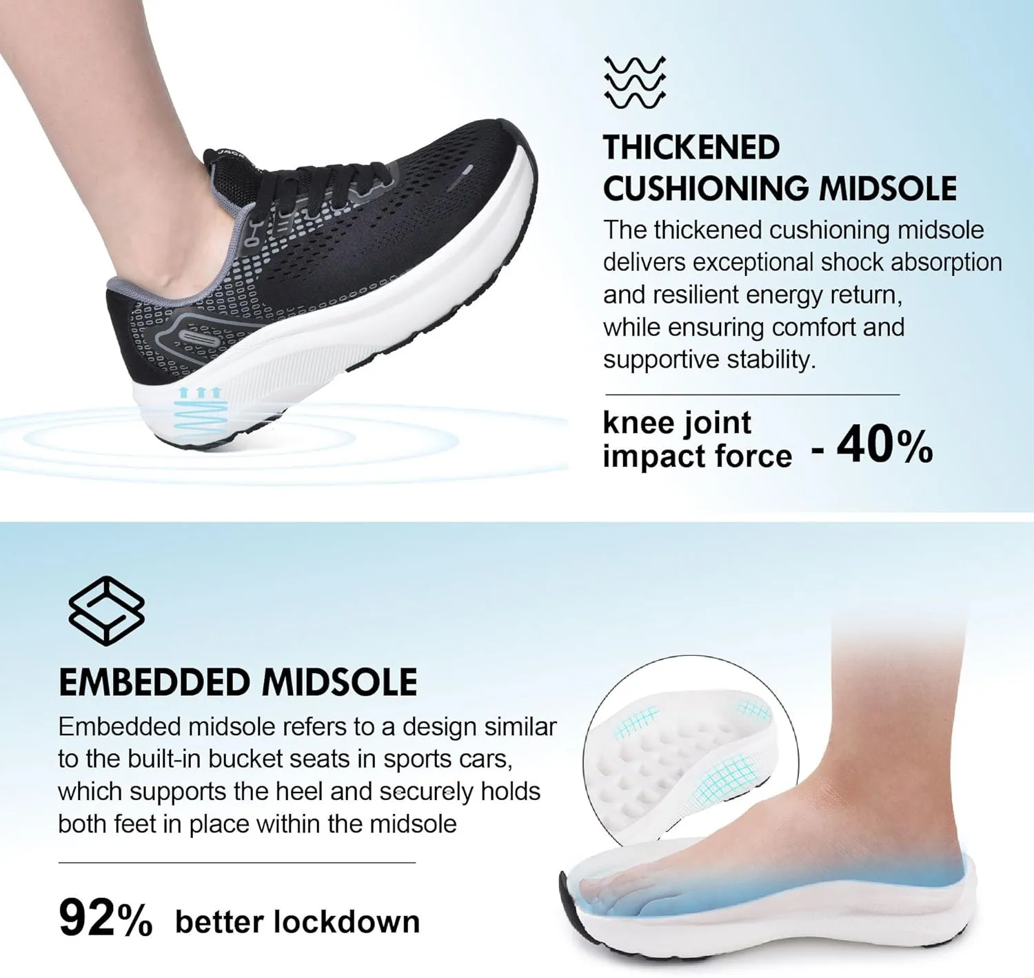 JACKSHIBO Wide Toe Box Shoes Women Arch Support Wide Sneakers for Running Walking Athletic Tennis Orthopedic Plantar Fasciitis Workout Flux Footwear with Thick Cushion Zero Drop Sole Width Shoes