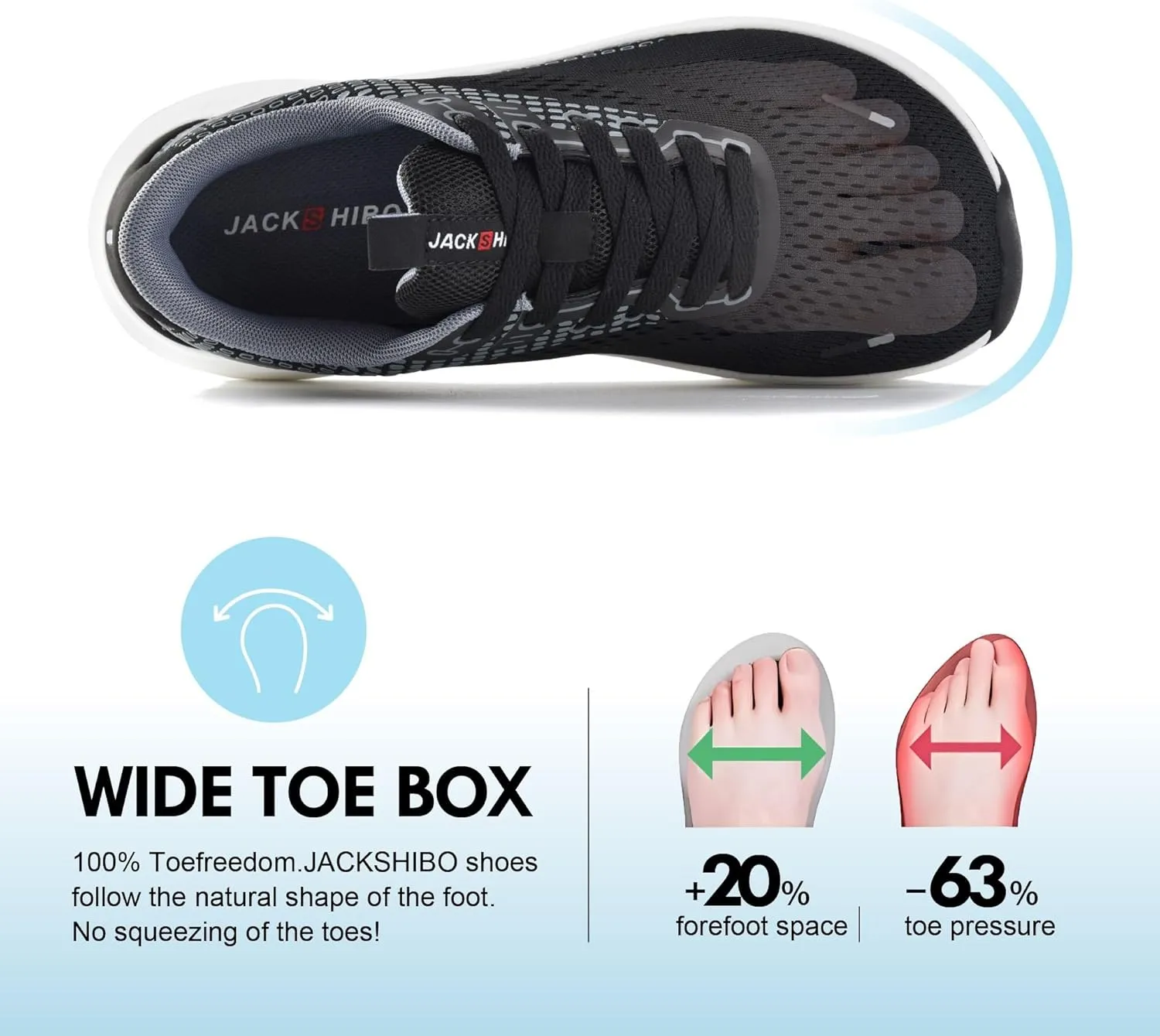 JACKSHIBO Wide Toe Box Shoes Women Arch Support Wide Sneakers for Running Walking Athletic Tennis Orthopedic Plantar Fasciitis Workout Flux Footwear with Thick Cushion Zero Drop Sole Width Shoes