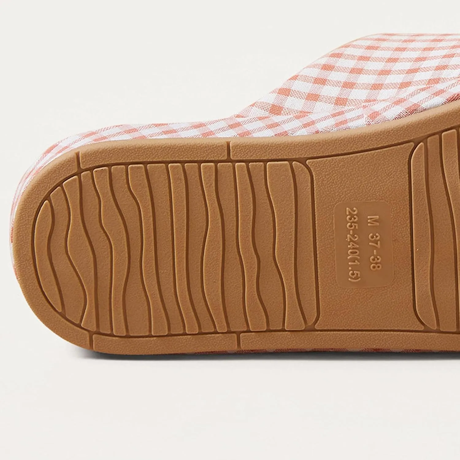 JadeRich Women Men Cotton Memory Foam House Slippers Gingham Plaid Soft Cozy Breathable Non-Slip Checkered Indoor Shoes