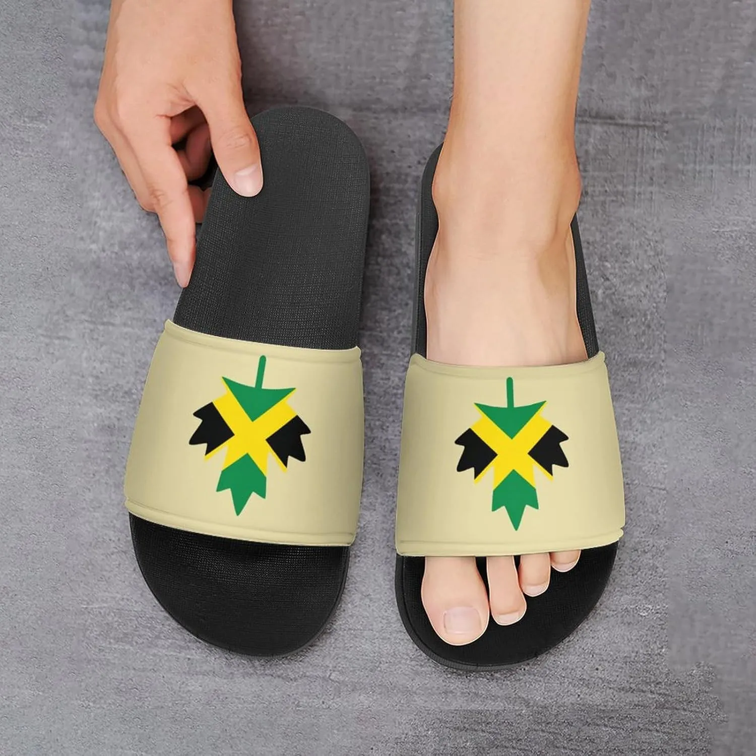 Jamaica Maple Flag Shower Sandals Home Slippers Non-Slip Quick Drying Beach Bathroom Slipper