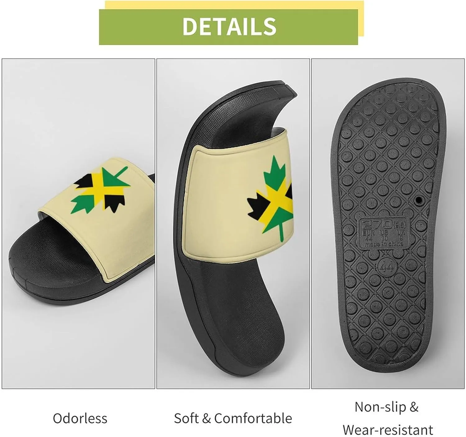 Jamaica Maple Flag Shower Sandals Home Slippers Non-Slip Quick Drying Beach Bathroom Slipper