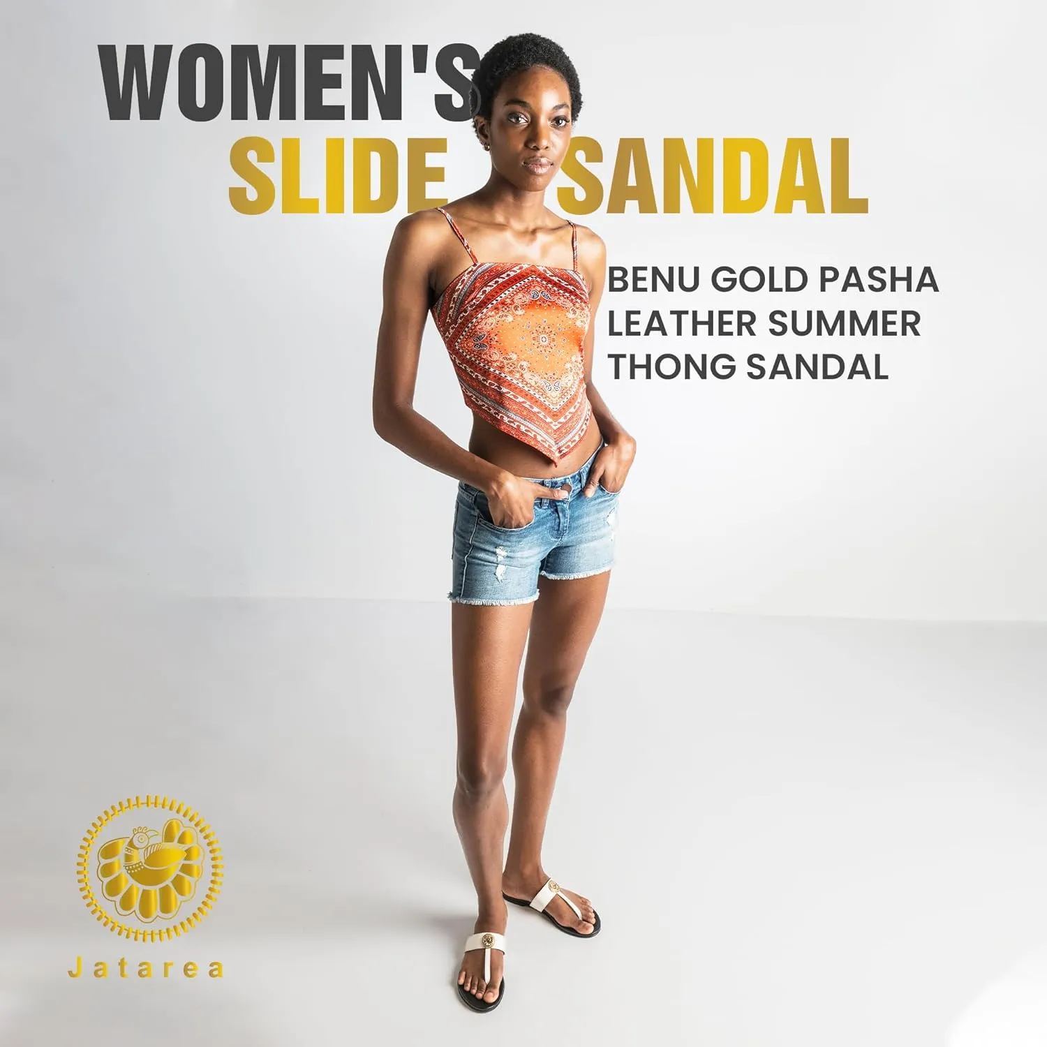 JATAREA Slip-On Flat Toe Post T-Strap Sandals for Women | Benu