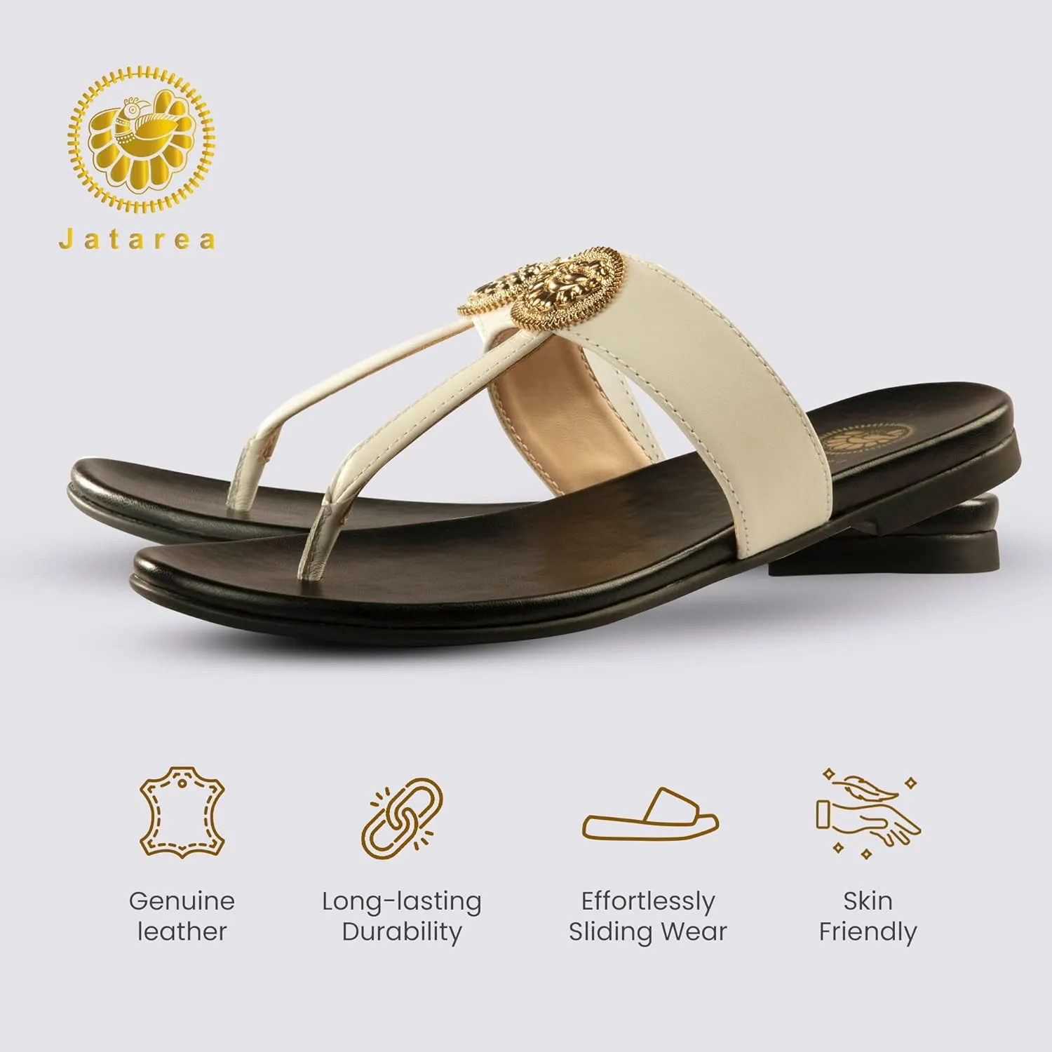 JATAREA Slip-On Flat Toe Post T-Strap Sandals for Women | Benu