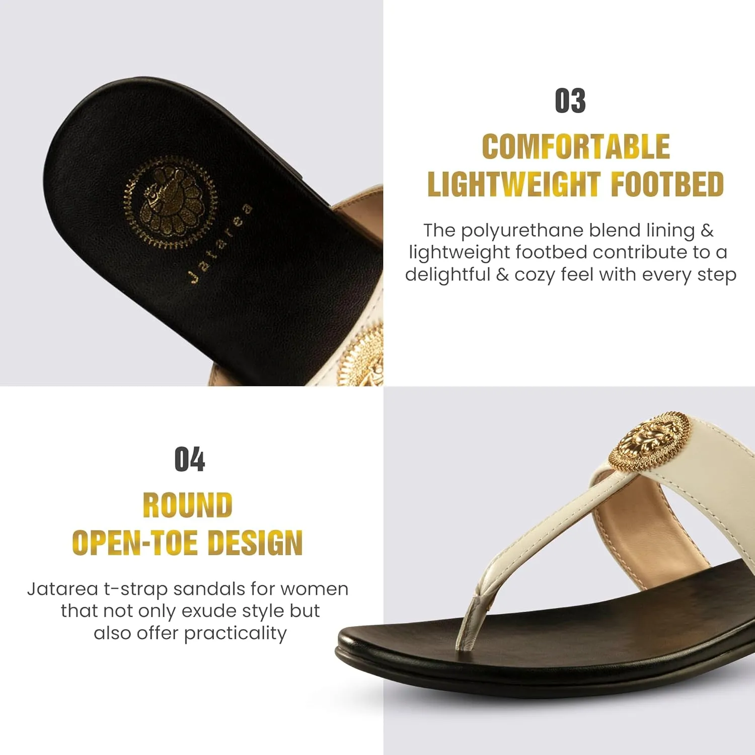JATAREA Slip-On Flat Toe Post T-Strap Sandals for Women | Benu