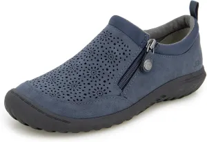 JBU Women's Avery Side Zipper Slip On Comfort Casual Oxford Flat