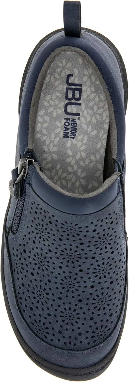 JBU Women's Avery Side Zipper Slip On Comfort Casual Oxford Flat