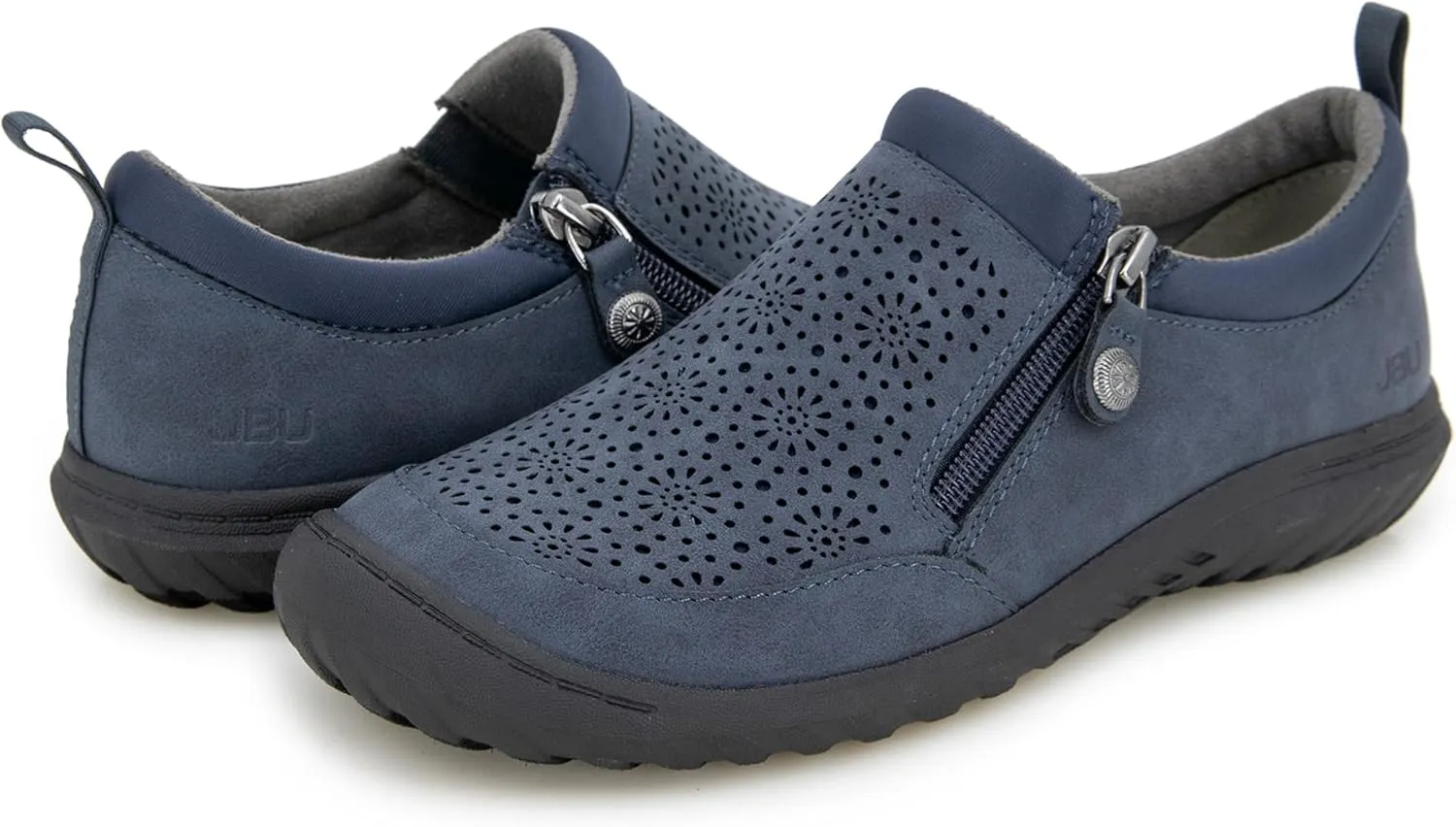 JBU Women's Avery Side Zipper Slip On Comfort Casual Oxford Flat