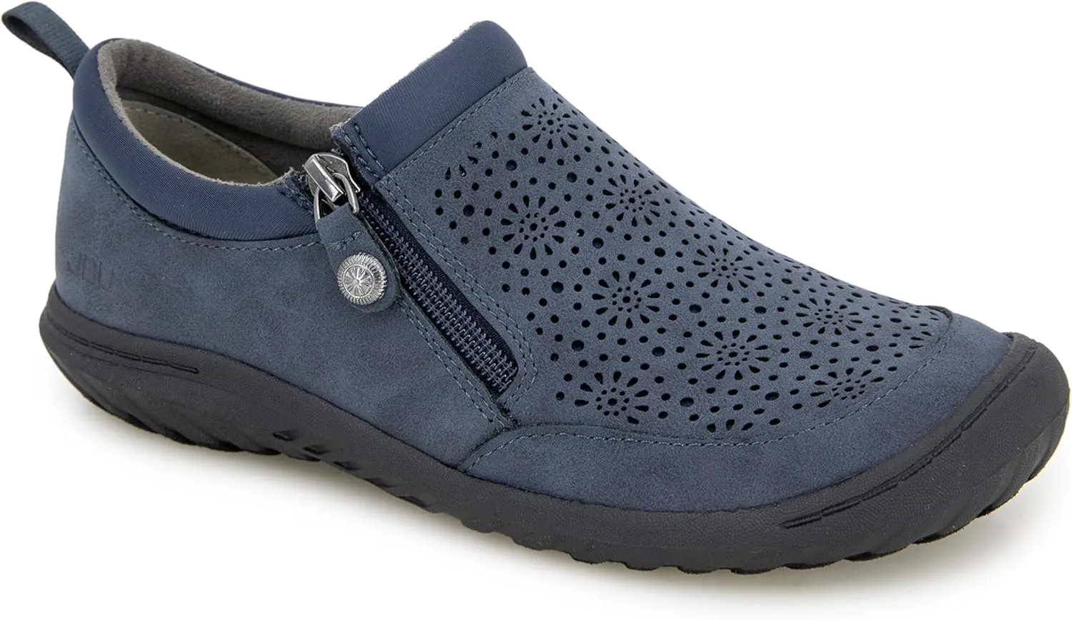 JBU Women's Avery Side Zipper Slip On Comfort Casual Oxford Flat
