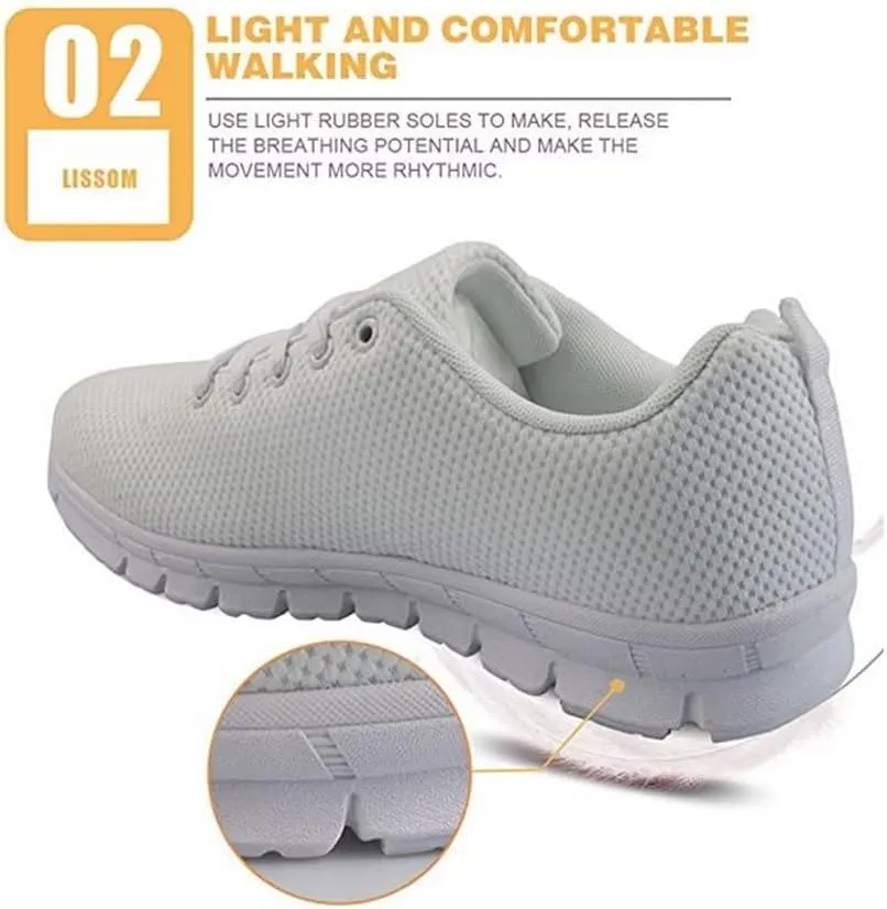 Jeiento Non Slip Running Shoes for Women&Men Fashion Sneaker Comfort Gym Sports Shoes for Teenager Girls Casua Mesh Flat Shoes