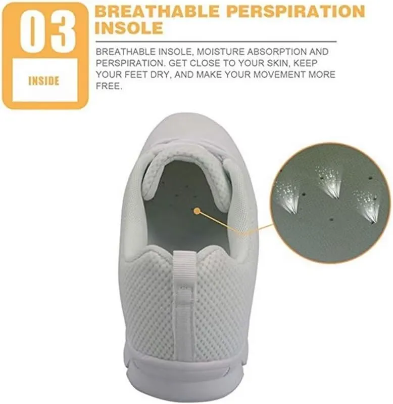 Jeiento Non Slip Running Shoes for Women&Men Fashion Sneaker Comfort Gym Sports Shoes for Teenager Girls Casua Mesh Flat Shoes
