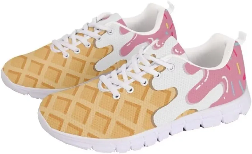 Jeiento Non Slip Running Shoes for Women&Men Fashion Sneaker Comfort Gym Sports Shoes for Teenager Girls Casua Mesh Flat Shoes