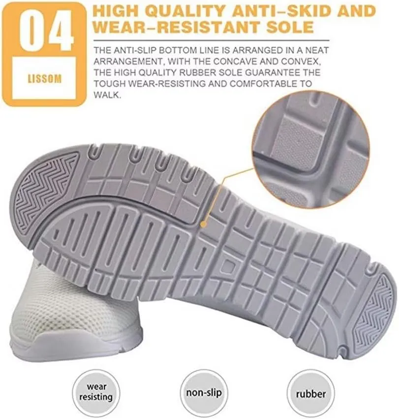 Jeiento Non Slip Running Shoes for Women&Men Fashion Sneaker Comfort Gym Sports Shoes for Teenager Girls Casua Mesh Flat Shoes