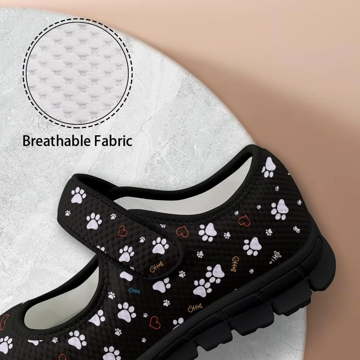 Jeiento Womens Casual Shoes Cartoon Cats Comfy Non Slip Dressy Shoes Walking Flat Shoes Slip-On