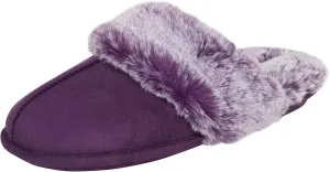 Jessica Simpson Women's Comfy Faux Fur House Slipper Slip-On Scuff Memory Foam Soft Plush Lining