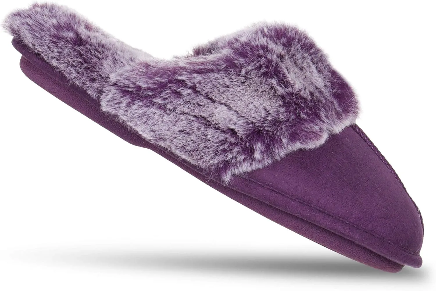 Jessica Simpson Women's Comfy Faux Fur House Slipper Slip-On Scuff Memory Foam Soft Plush Lining