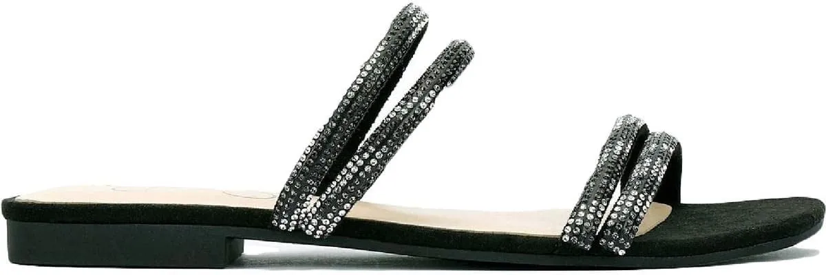 Jessica Simpson Womens Rilane Man Made Slip-On Flat Sandals