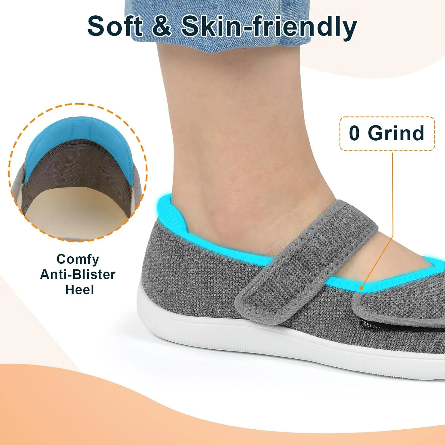 JOINFREE Womens Wide Diabetic Slippers Adjustable Comfort House Shoes Extra Wide Width Edema Swollen Arthritis Bedroom Slipper Indoor Outdoor