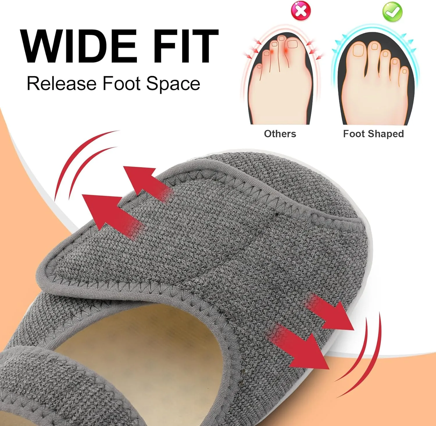 JOINFREE Womens Wide Diabetic Slippers Adjustable Comfort House Shoes Extra Wide Width Edema Swollen Arthritis Bedroom Slipper Indoor Outdoor