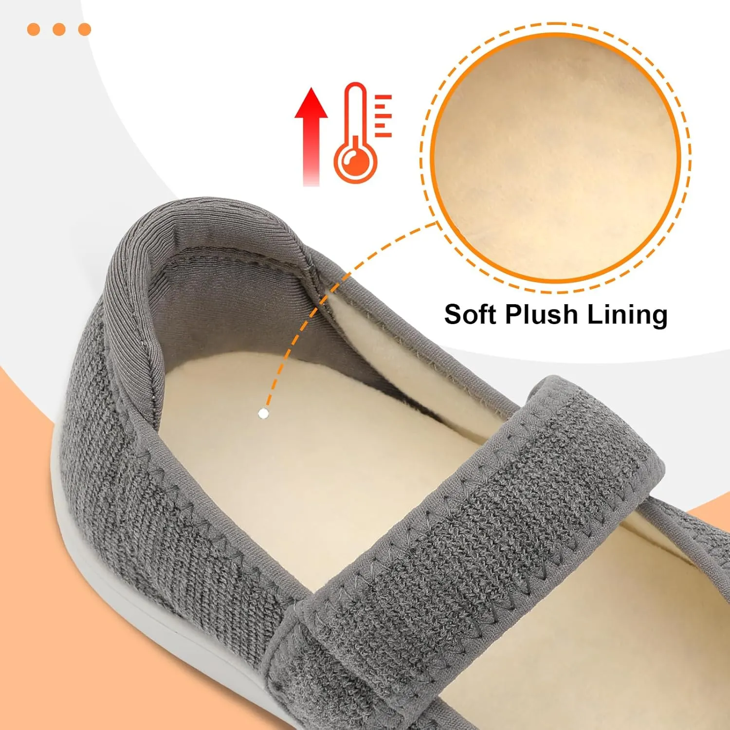 JOINFREE Womens Wide Diabetic Slippers Adjustable Comfort House Shoes Extra Wide Width Edema Swollen Arthritis Bedroom Slipper Indoor Outdoor