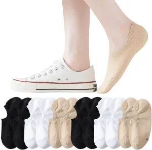 JORMATT No Show Socks Women Cotton Low Cut Flat Boat Liner Socks Non Slip 12 Pairs 6 Pairs