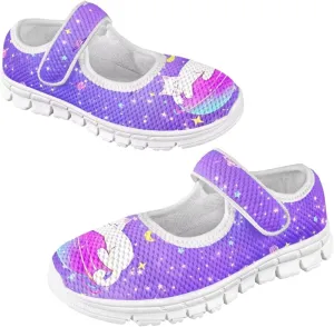JoyLamoria Collie Print Girls Mary Jane Shoes Toddler and Little Kids Cartoon Flat Sneakers Lightweight Girls Walking Shoes Anti Slip