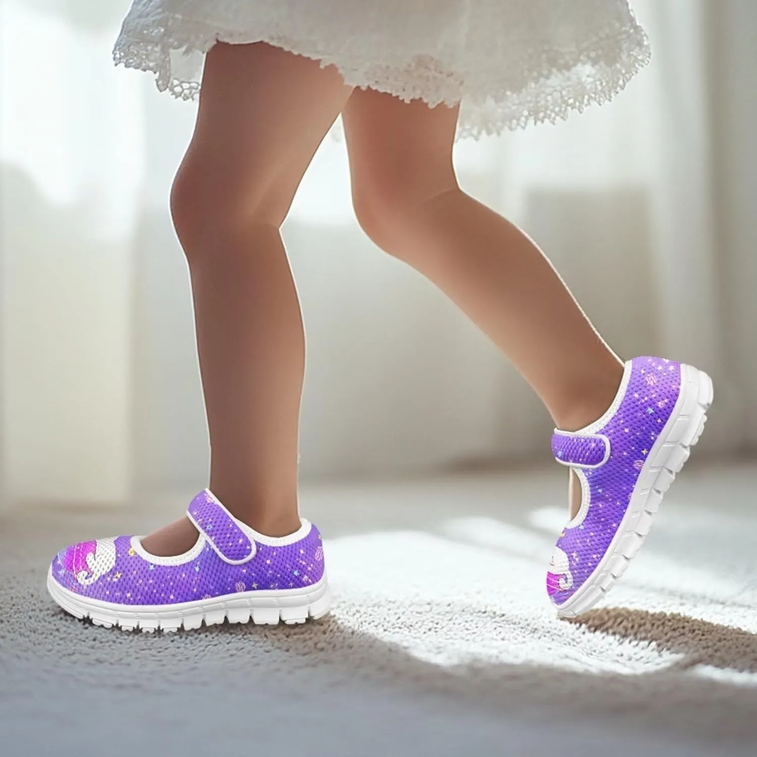 JoyLamoria Collie Print Girls Mary Jane Shoes Toddler and Little Kids Cartoon Flat Sneakers Lightweight Girls Walking Shoes Anti Slip