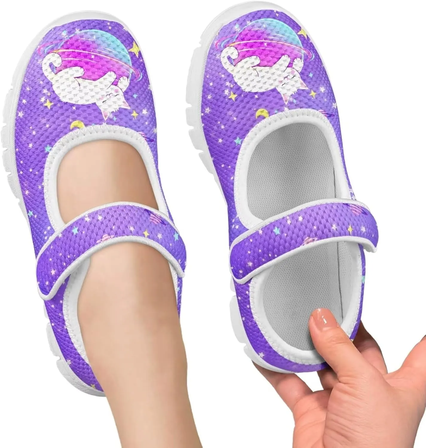 JoyLamoria Collie Print Girls Mary Jane Shoes Toddler and Little Kids Cartoon Flat Sneakers Lightweight Girls Walking Shoes Anti Slip