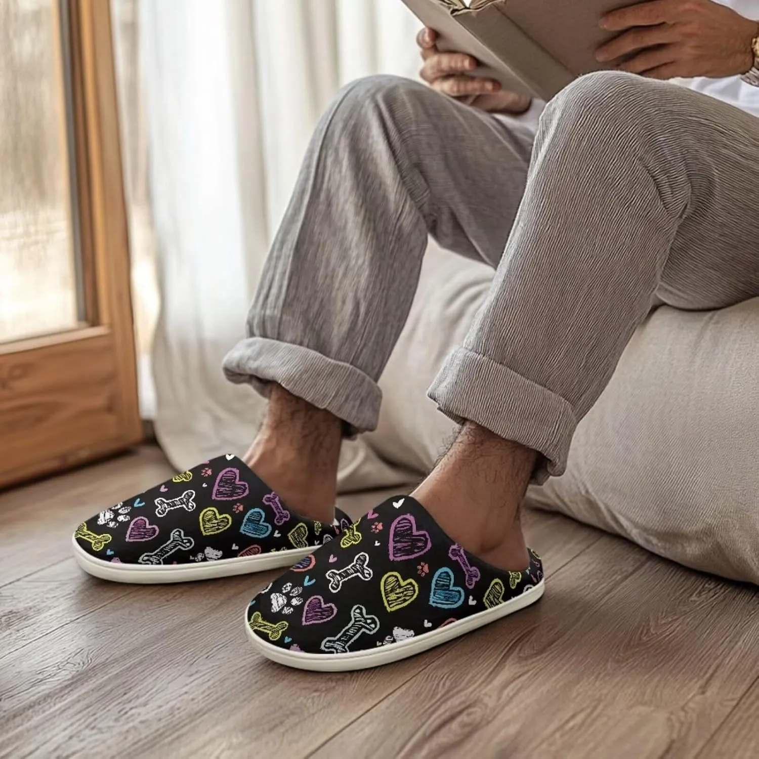 JoyLamoria Floral Cat Gargen Clogs Slippers for Women Cute Cat Socks Non Skid Bottom Elastic Slipper Shoes