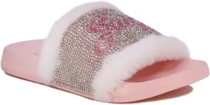 JUICY COUTURE Kids Girls - Slide Slipper Sandals With Faux Fur Slipper Sandals, Furry Slides, Girls Slip On Slippers