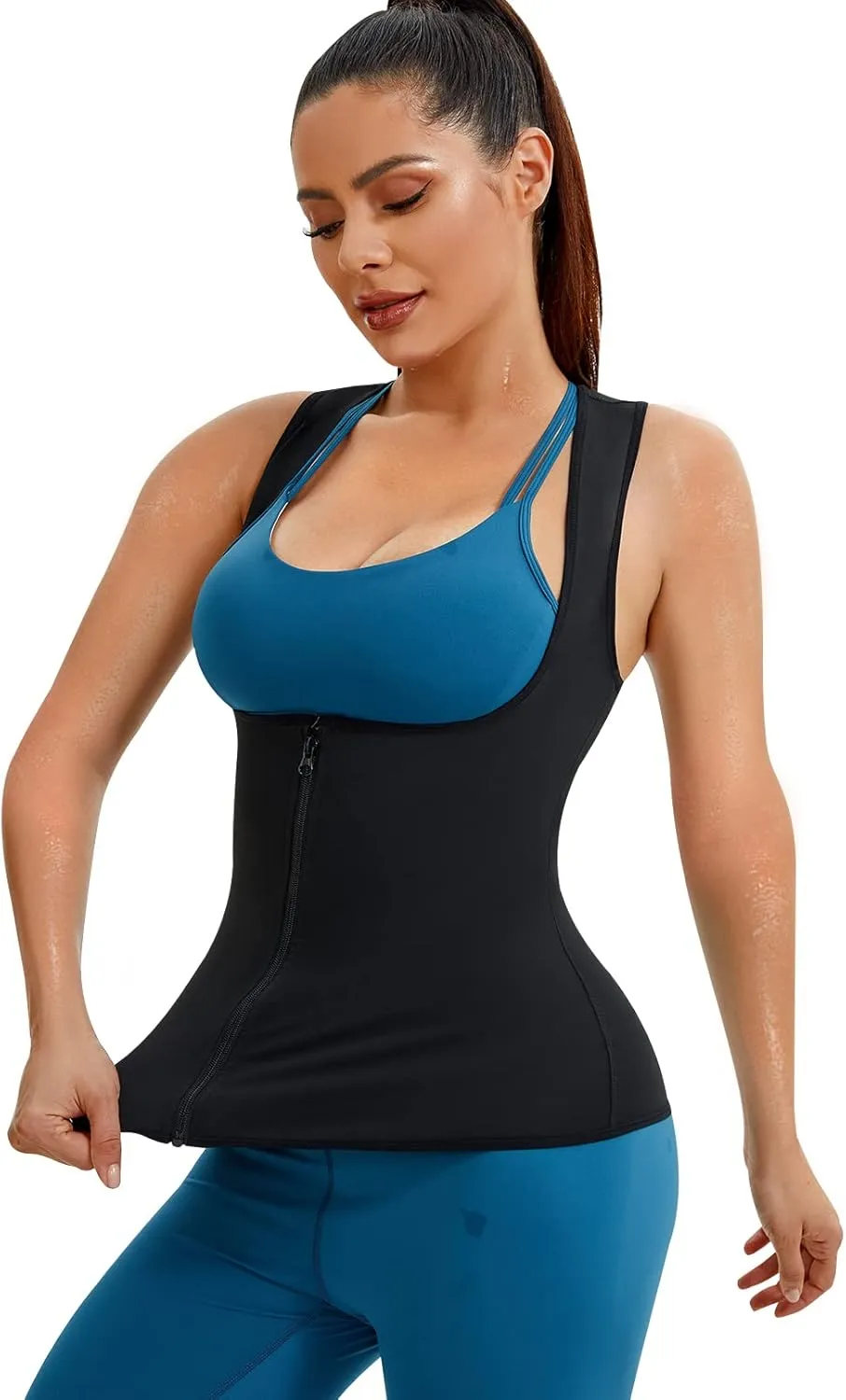 Junlan Sauna Suit for Women Waist Trainer Vest for Women Sweat Tank Top Shaper for Women with Zipper