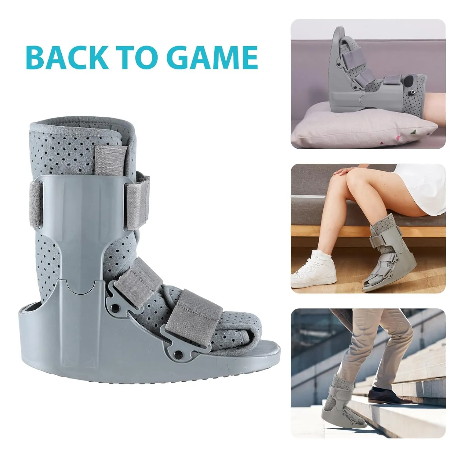KD Orthopedic Walking Boot: Post-op Boot for Broken Foot Sprained Ankle Achilles Injury - Air Cam Walker Fracture Boot (Gray-Small)