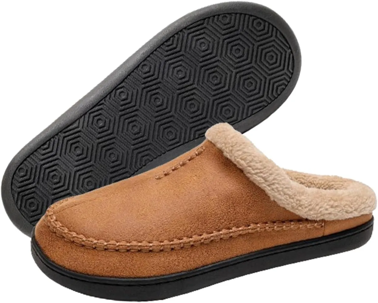 Kervaky Men's Cotton Slippers - Memory Foam, Comfortable Indoor & Outdoor Home Shoes