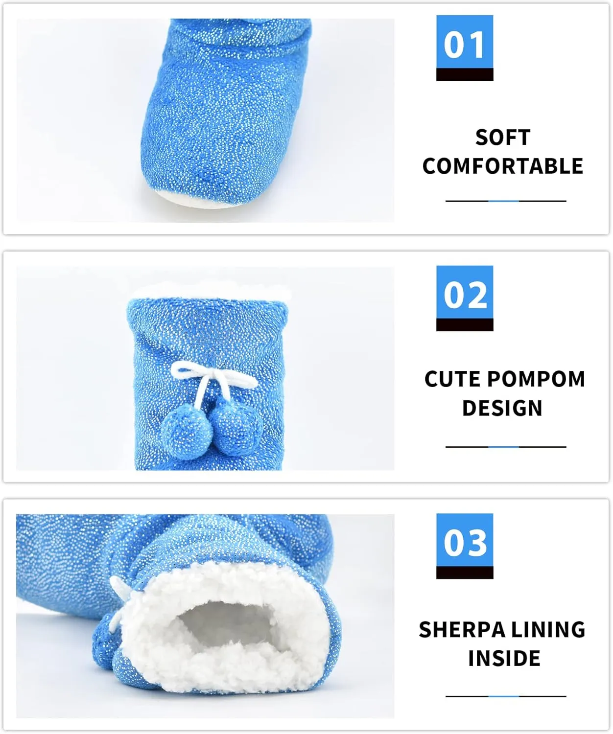 Keyela Womens Slipper Socks With Soles, Fluffy Cozy Soft Non-Skid Bottom Slippers Booties For Ladies, Fuzzy Winter House Slippers