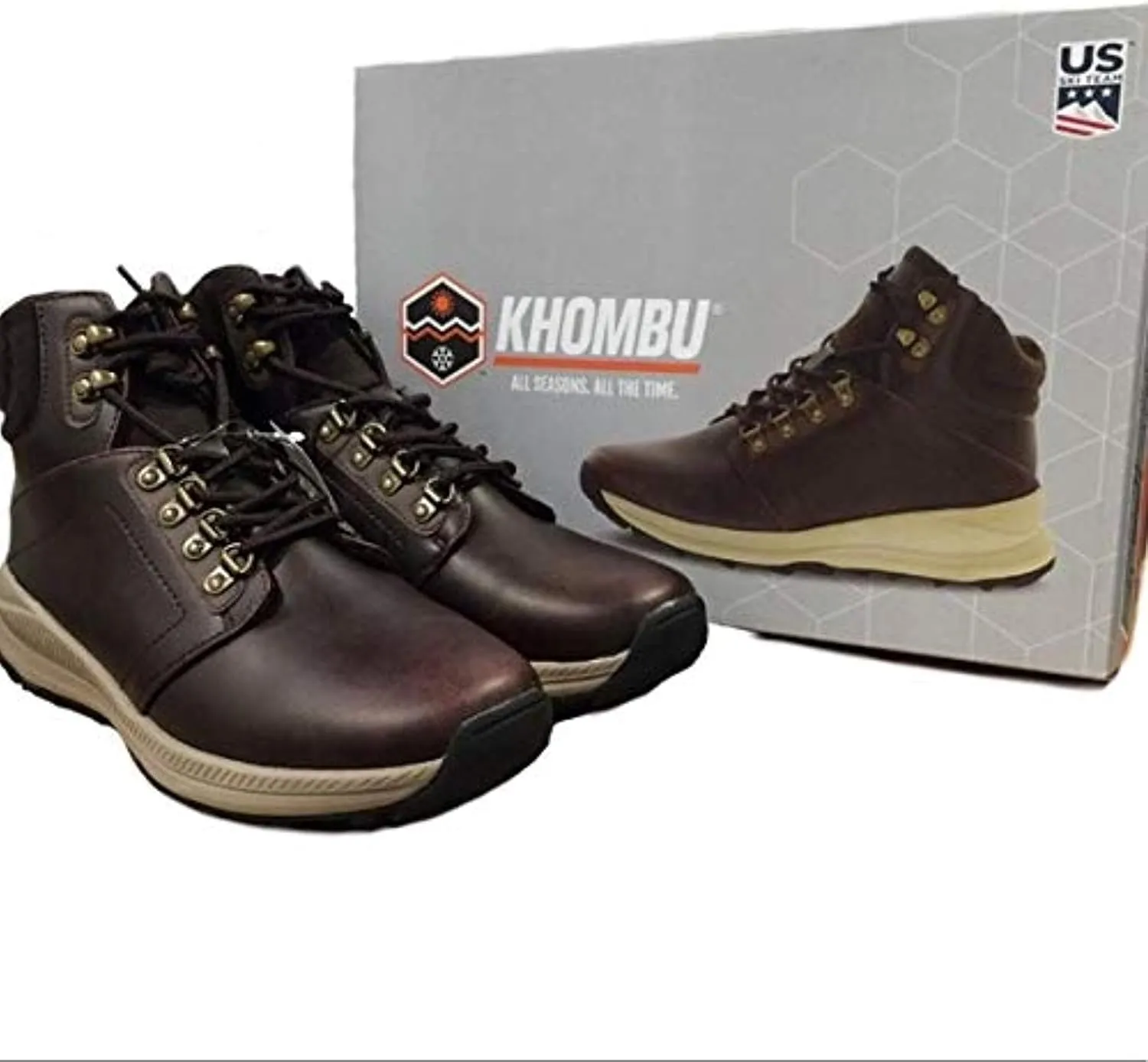 Khombu Men's Leather Memory Foam Lightweight Hiker Boot