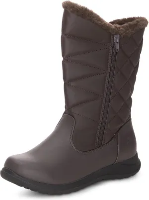 Khombu Women's Carly Winter Boots Warm Faux Fur-Lined Tall Mid-Calf Height with Dual Zippers