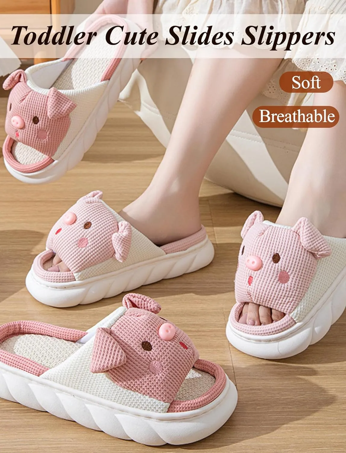 Kids Animal Slippers Toddler Boys Girls Cute Cartoon Home Slippers Anti-Slip Open Toe Slipper Winter Warm Indoor Shoes