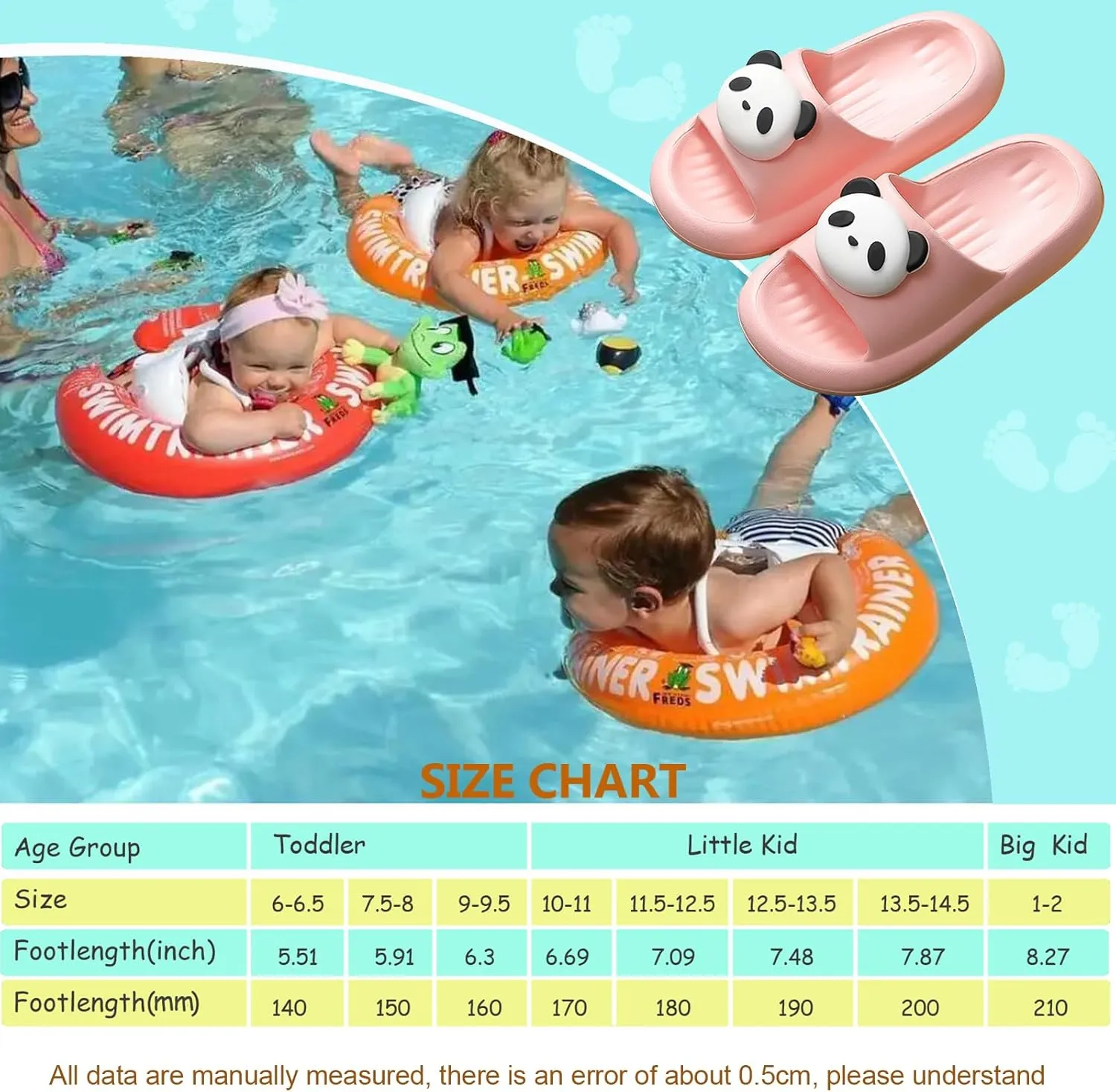 Kids Cloud Slides Boys & Girls Toddler Little Kids Slides Slipper Garden Beach Pool House Slides Comfy Non Slip Thick Sole Shower Sandals
