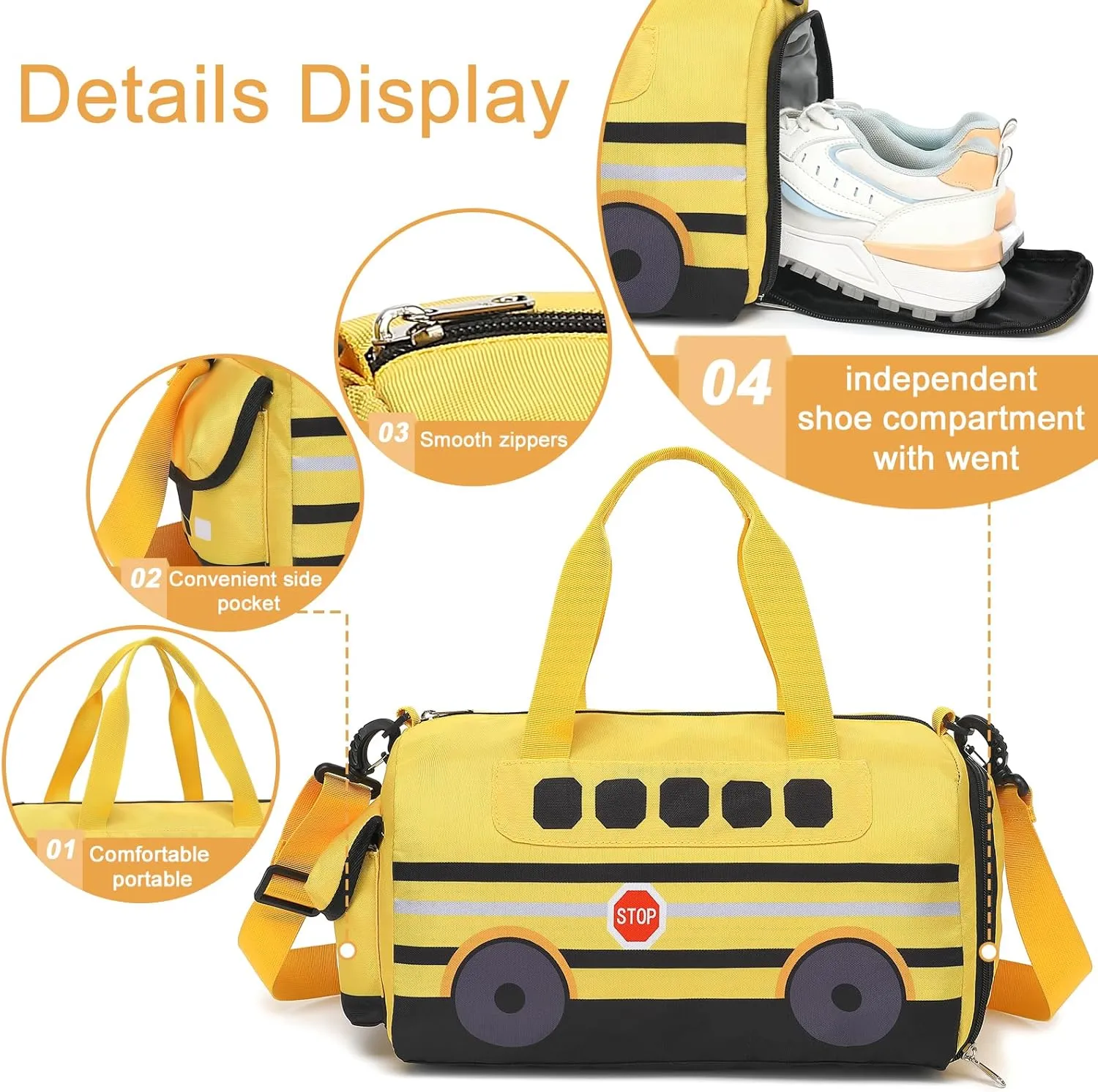 Kids Duffle Bag for Boys Water Resistant Small Gym Bag Overnight Weekender Travel Tote with Shoe Compartment and Wet Pocket