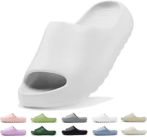 Kids Lightweight Soft EVA Non-Slip Slides Slippers Open Toe Comfy Sandals for Toddler Boys Girls Children Bathroom Shower Summer Pool Beach Slippers