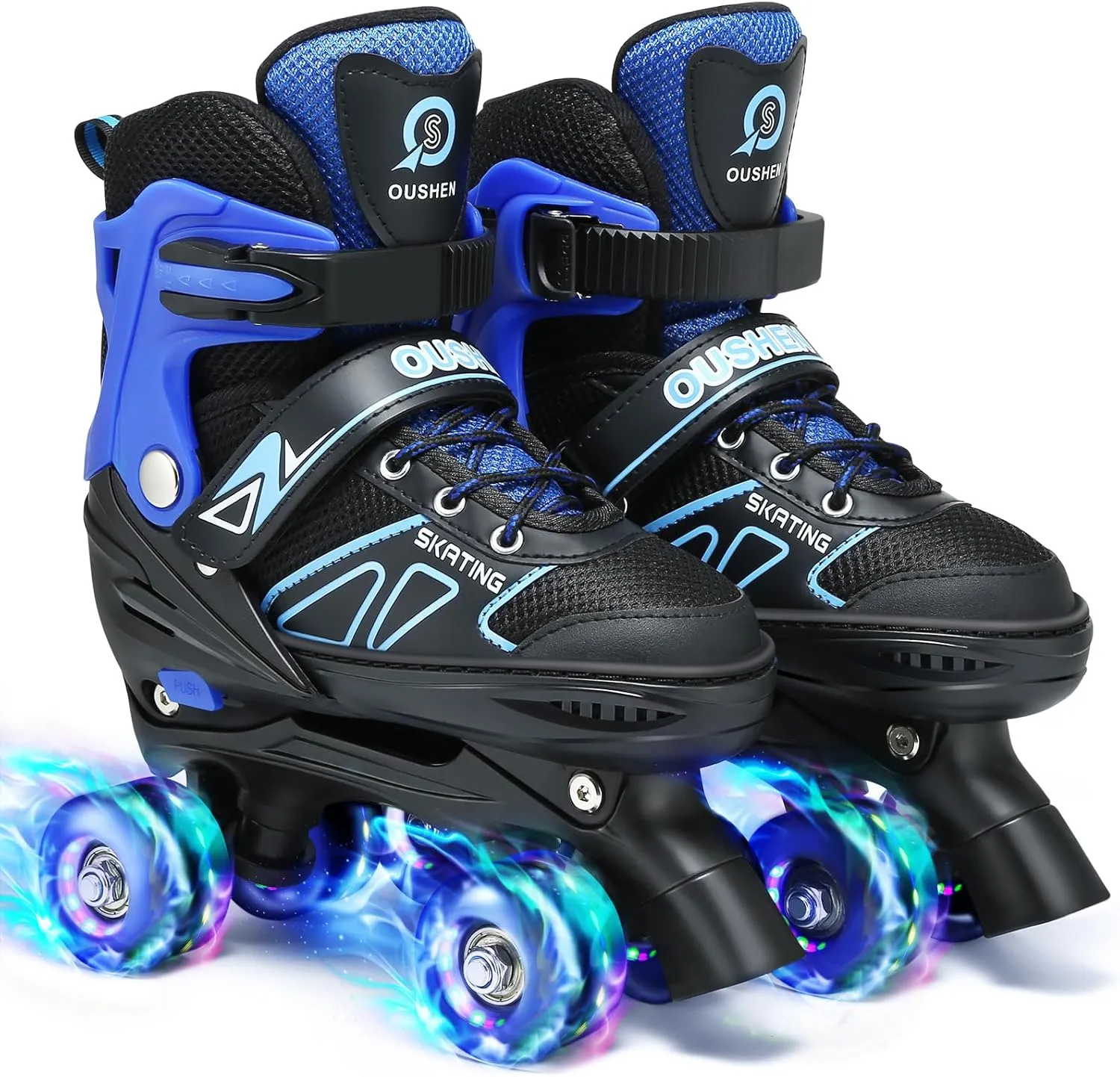 Kids Roller Skates for Ages 5-8/8-12/6-12, 4 Size Adjustable Rainbow Girls Roller Skates with Light Up Wheels, Toddler Roller Skates for Girls Boys, Beginner Kids Roller Skates Indoor Outdoor