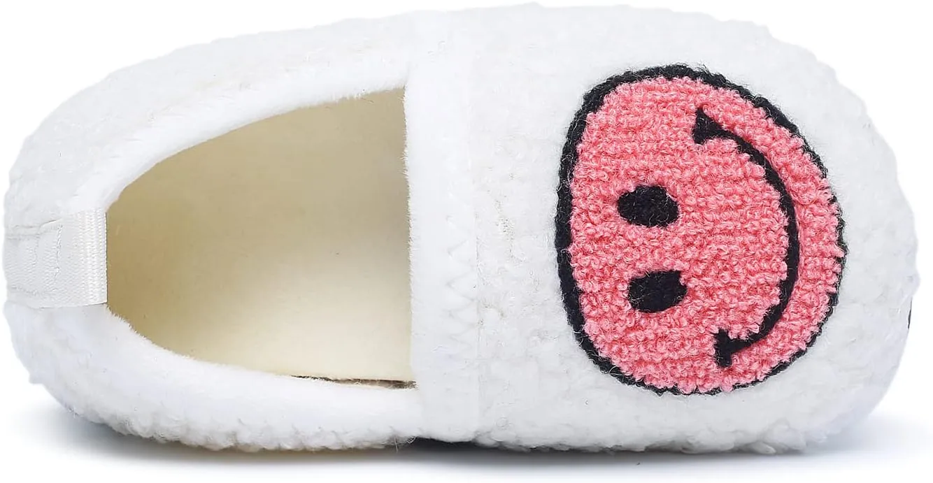 Kids Slippers Toddler Smile Face House Slippers Indoor Home Non-Slip Rubber Sole Shoes Warm Cozy Socks