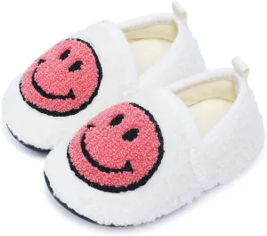 Kids Slippers Toddler Smile Face House Slippers Indoor Home Non-Slip Rubber Sole Shoes Warm Cozy Socks