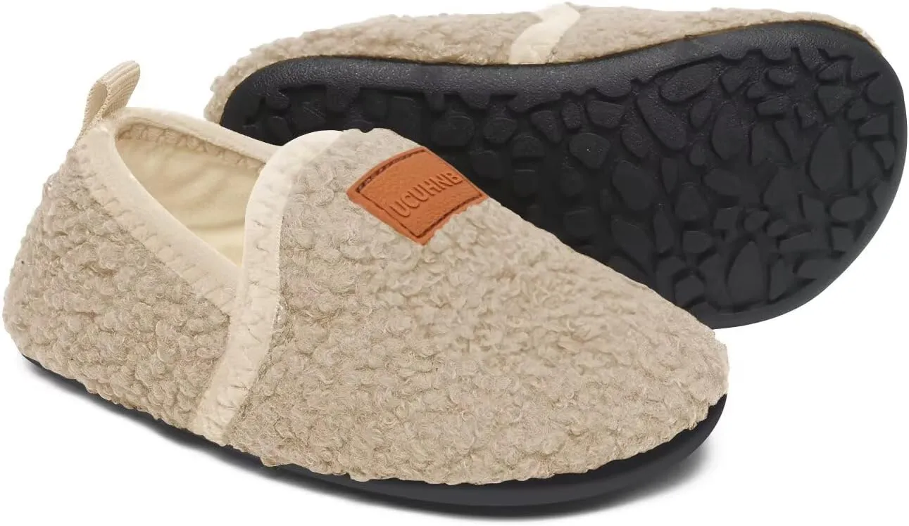 Kids Slippers Toddler Smile Face House Slippers Indoor Home Non-Slip Rubber Sole Shoes Warm Cozy Socks
